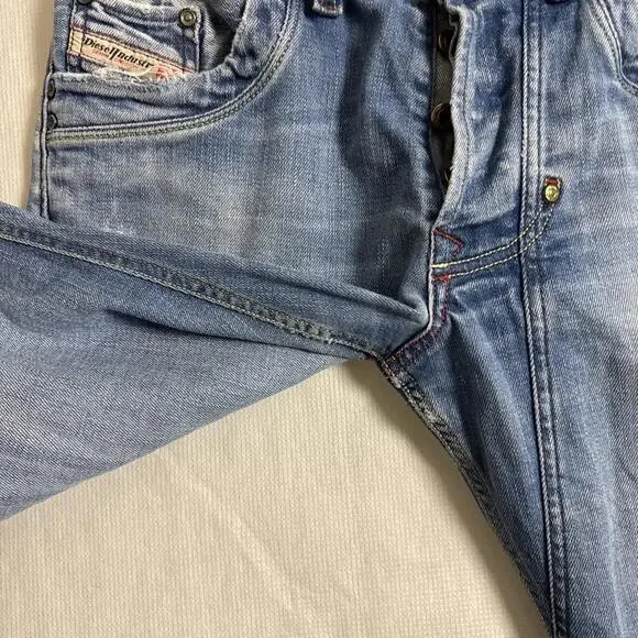 Diesel Men's Size 28x30 Blue Distressed Denim Y2K Straight Leg Jeans